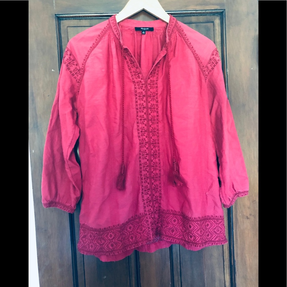 Madewell embroidered pull over blouse